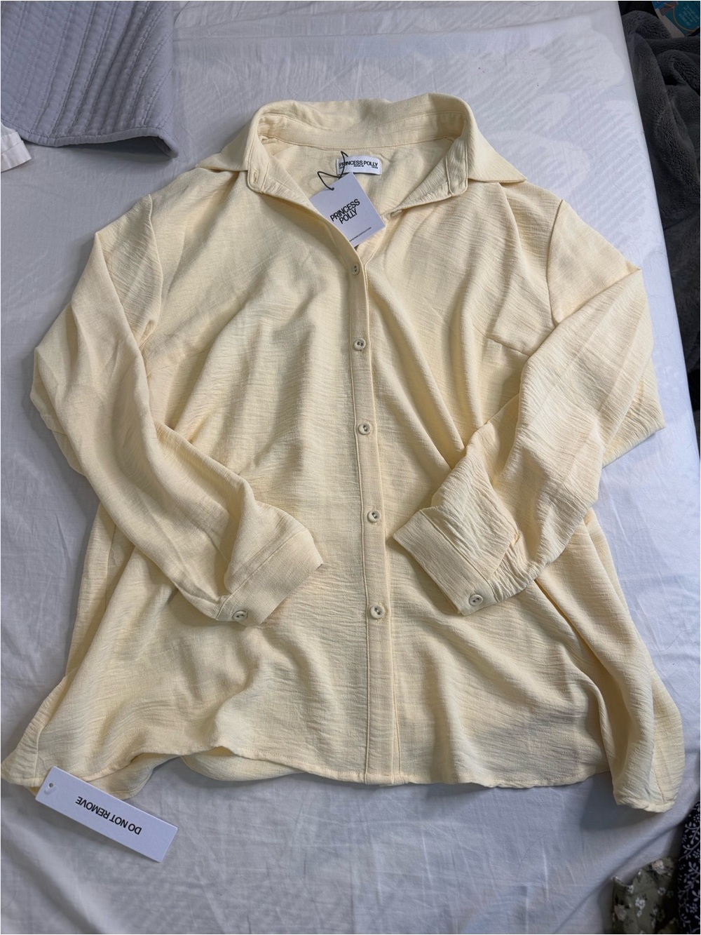 Cream Button-Up Collared Women's Top
